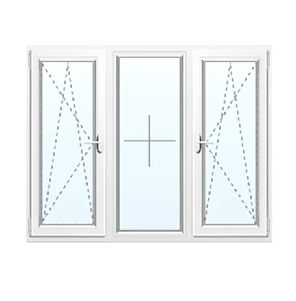ОКНО ТРЕХСТВОРЧАТОЕ 2 ПОВОРОТНО-ОТКИДНЫЕ/ГЛУХОЕ